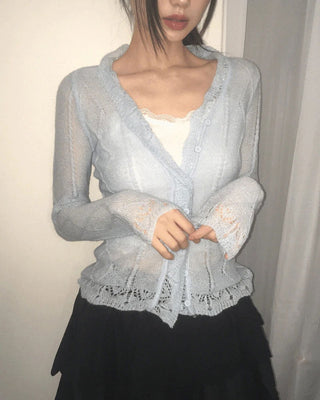 Monet Sheer Frill Knitwear Cardigan