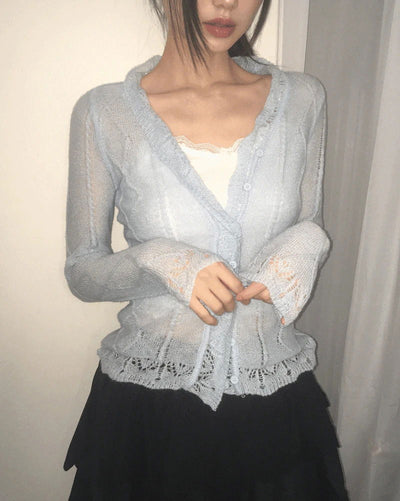 Monet Sheer Frill Knitwear Cardigan
