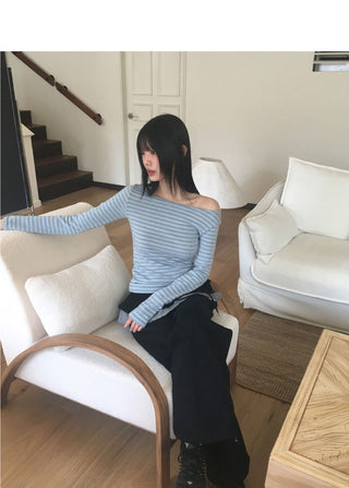 Gabil Stripe Off Shoulder T-Shirt