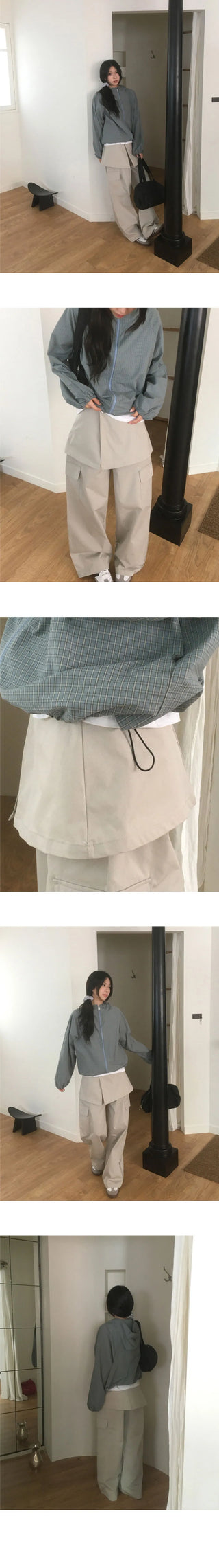 Suko Check Two Way Cotton Hooded Zip-Up