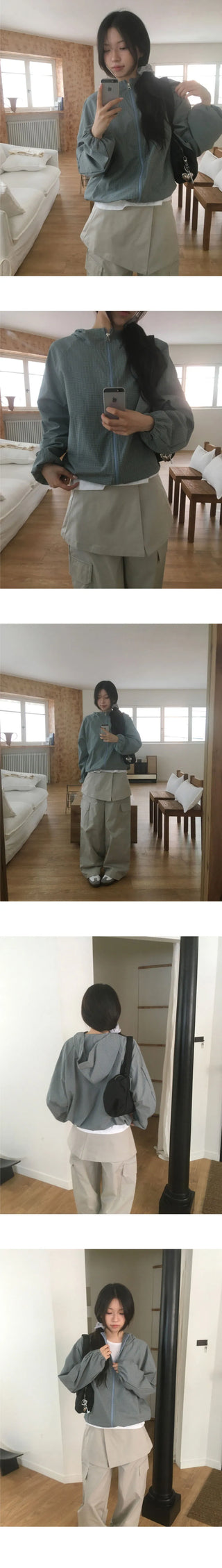 Suko Check Two Way Cotton Hooded Zip-Up