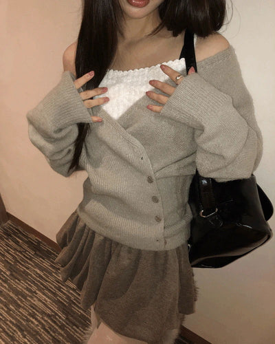 Nera Lace Frill Knitwear Sleeveless