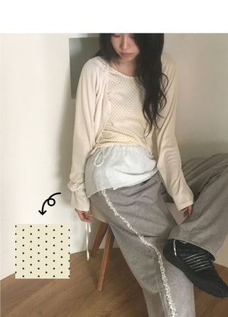 Lipti Dot Layered Cardigan T-Shirt
