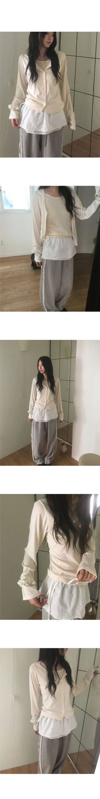 Lipti Dot Layered Cardigan T-Shirt