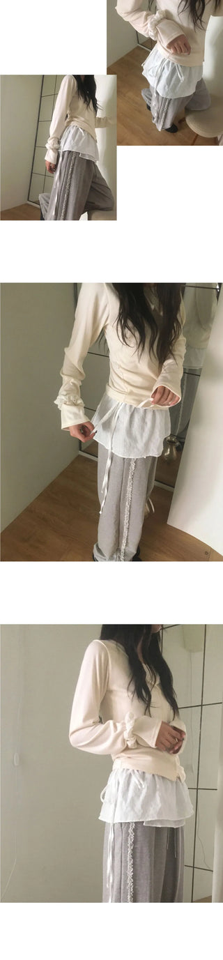 Lipti Dot Layered Cardigan T-Shirt