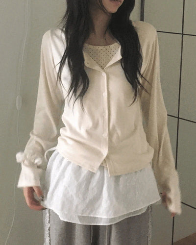 Lipti Dot Layered Cardigan T-Shirt