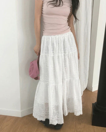 Tizen punching lace cancan long skirt