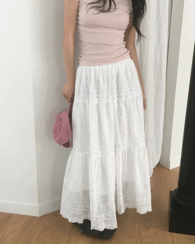 Tizen punching lace cancan long skirt