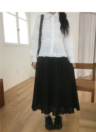 Tizen punching lace cancan long skirt