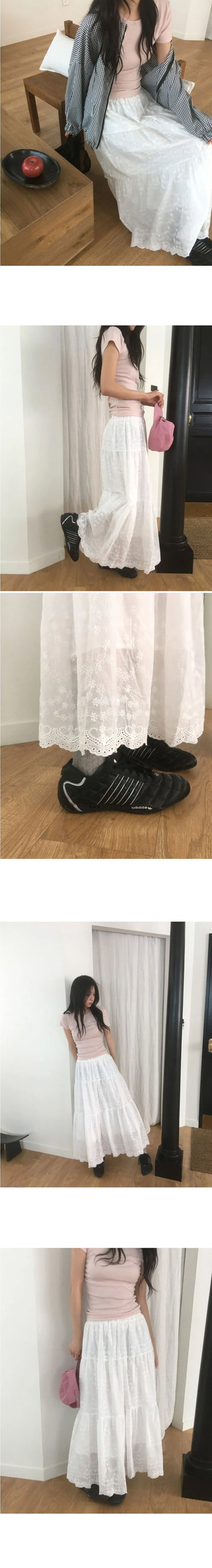 Tizen punching lace cancan long skirt