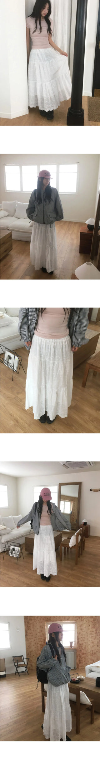 Tizen punching lace cancan long skirt