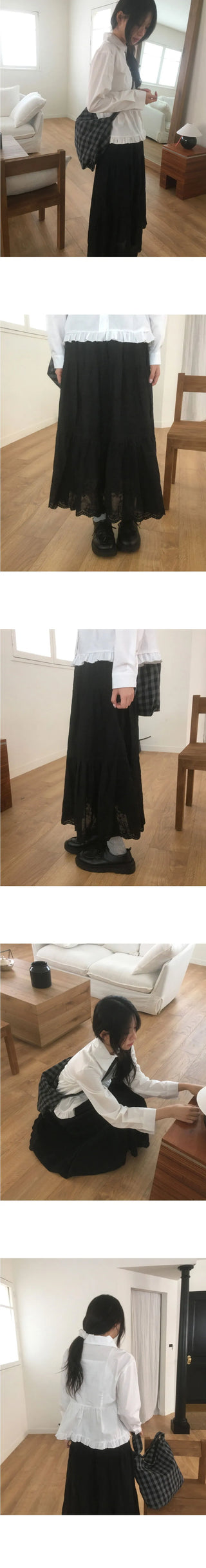 Tizen punching lace cancan long skirt