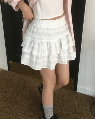 Puku lace frill cancan mini skirt