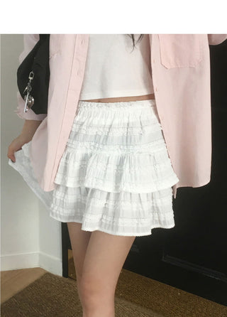 Puku lace frill cancan mini skirt