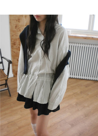 Kenny Stripe Frill Strap Sheer Blouse