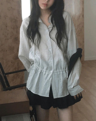 Kenny Stripe Frill Strap Sheer Blouse