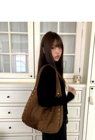 Eo Stud Suede Shoulder Bag