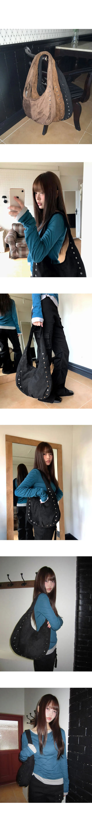 Eo Stud Suede Shoulder Bag