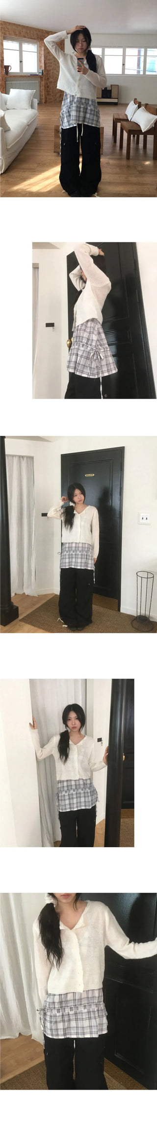 Sakura Frill Wave Wool Knitwear Cardigan