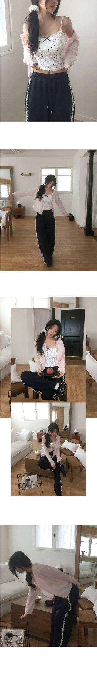 Sakura Frill Wave Wool Knitwear Cardigan