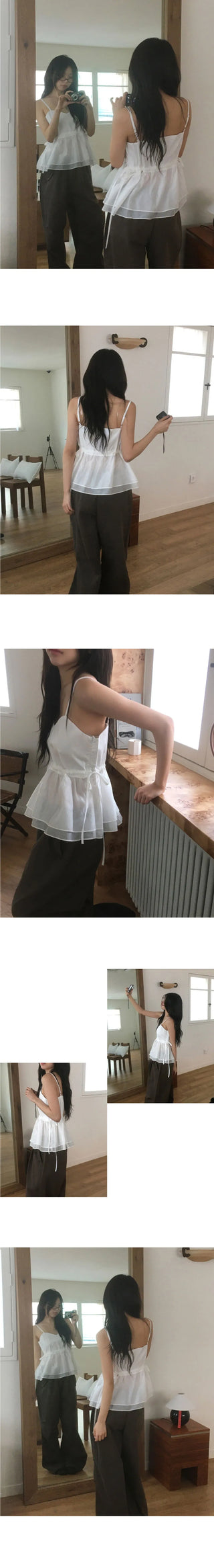 Aving Lace Ribbon Strap Tulip Heart Sleeveless