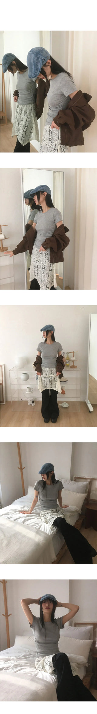 Solfer Stripe Denim Hunting Cap Hat