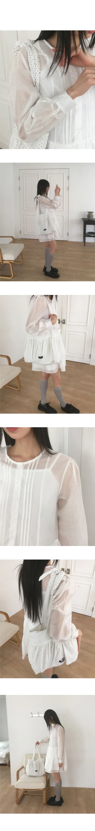 OKO See-through pin tuck button layered mini Dress