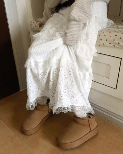 Lemin Frill Lace Long Skirt