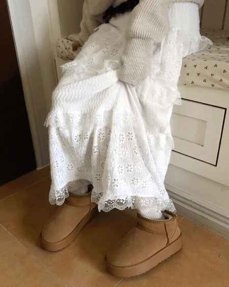 Lemin Frill Lace Long Skirt