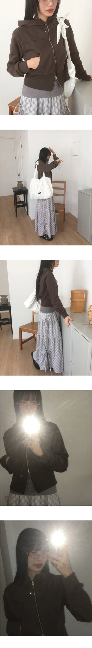 Honor Rivet High Neck Two Way Hooded Sweatshirt