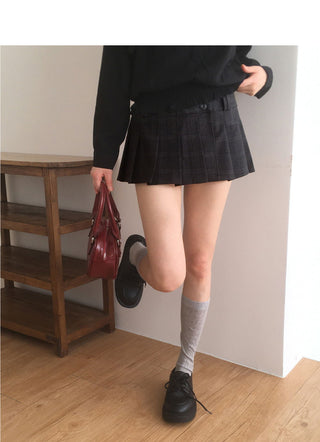 Daffel Check Pleated Mini Skirt