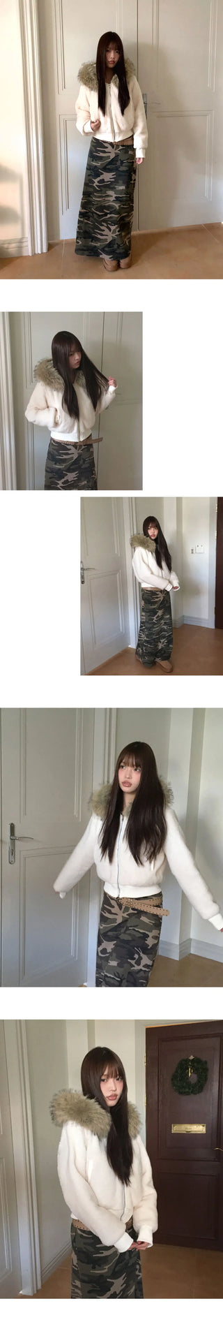 Rurin Pogle Fur Nubby Short Hooded Zip-up