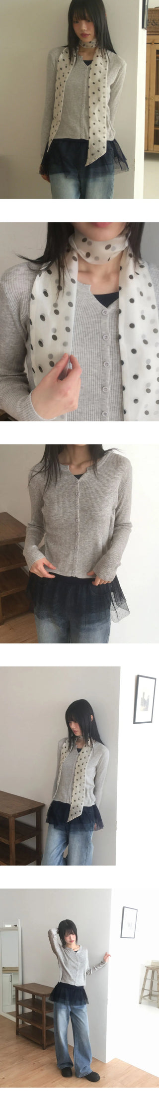 Swan Wool Ribbed V Round Knitwear Cardigan