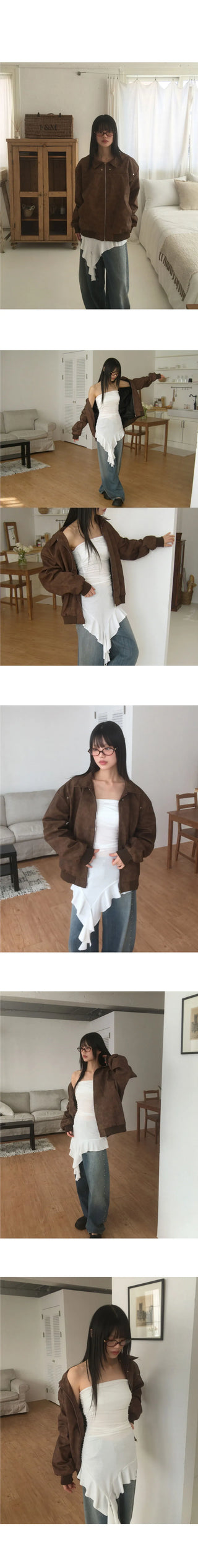 Colmar Overfit Rivet Faded Leather Jacket