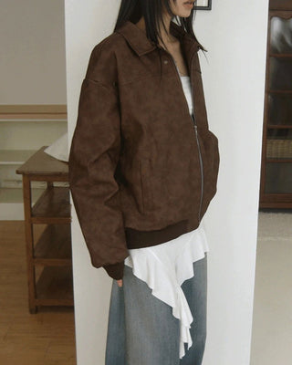 Colmar Overfit Rivet Faded Leather Jacket