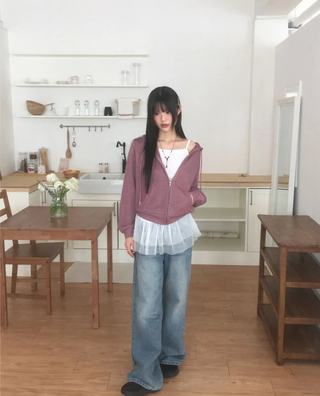 Chepi Waffle Pocket Hooded Zip-Up