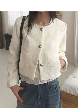 Beche silver button tweed jacket