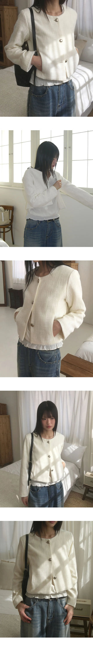 Beche silver button tweed jacket