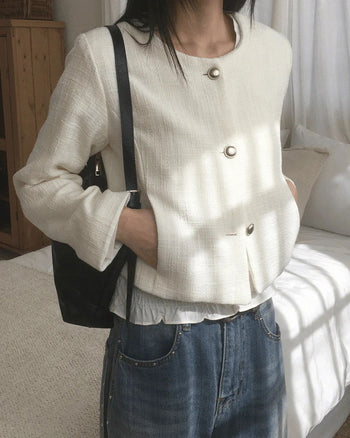Beche silver button tweed jacket