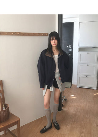 Richu Kara Color Block Overfit Cotton Night Jacket