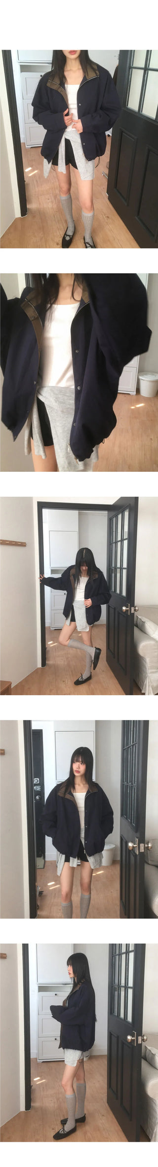 Richu Kara Color Block Overfit Cotton Night Jacket