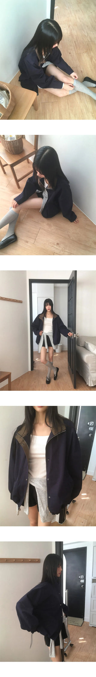 Richu Kara Color Block Overfit Cotton Night Jacket