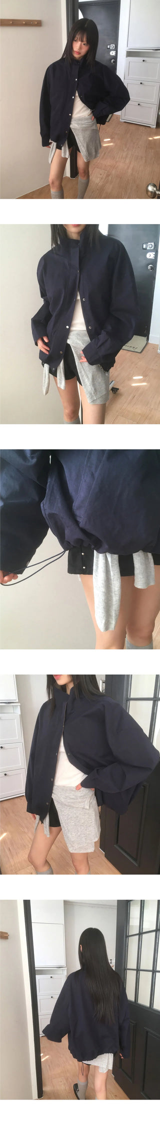 Richu Kara Color Block Overfit Cotton Night Jacket