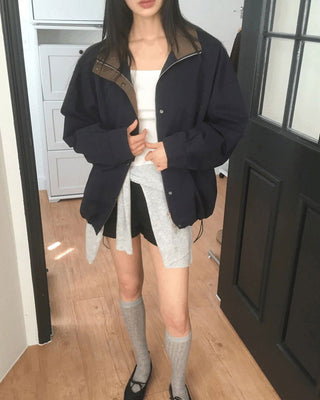 Richu Kara Color Block Overfit Cotton Night Jacket