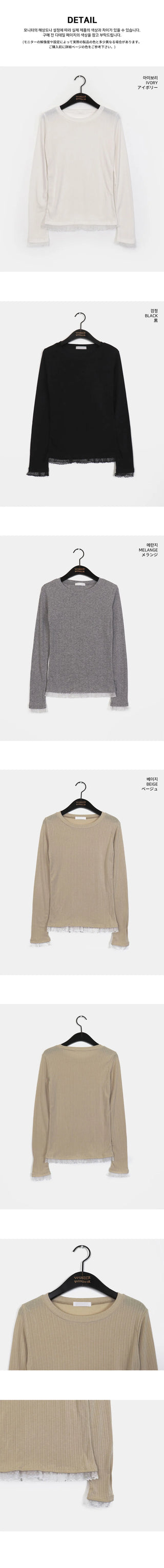 Spool Sheer Dot Lace Long Sleeve T-Shirt