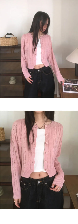 Rocho Twisted Cropped Knitwear Cardigan