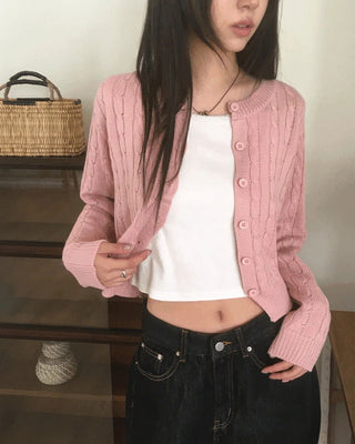Rocho Twisted Cropped Knitwear Cardigan