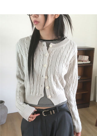 Rocho Twisted Cropped Knitwear Cardigan