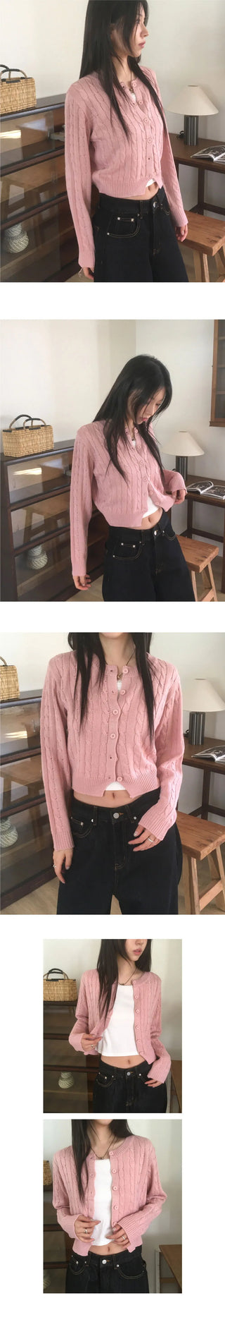 Rocho Twisted Cropped Knitwear Cardigan