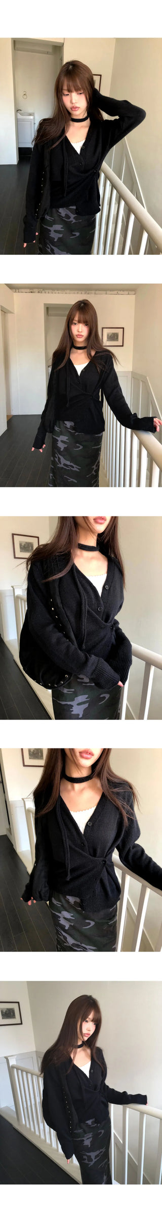 Noda Side Button V-Neck Knitwear Button Cardigan